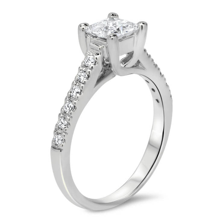 Princess Cut Moissanite Engagement Ring Moissanite and Diamonds- Christina - Moissanite Rings