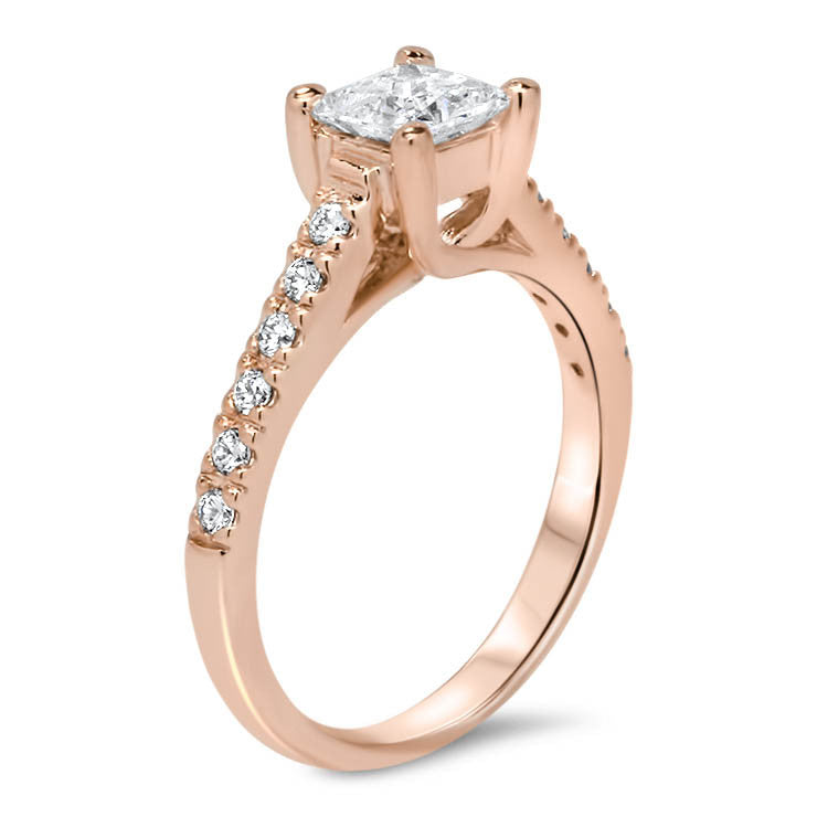 Princess Cut Moissanite Engagement Ring Moissanite and Diamonds- Christina - Moissanite Rings