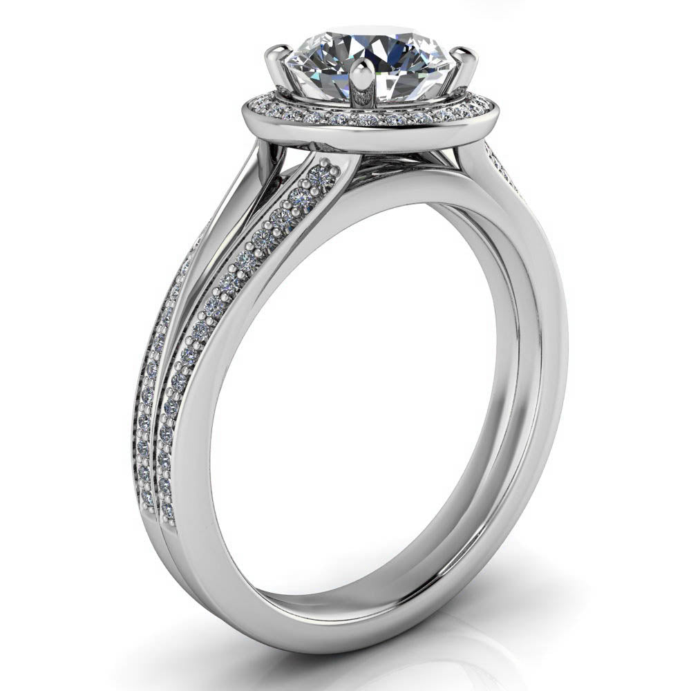 Split Shank Halo Ring - Oda - Moissanite Rings