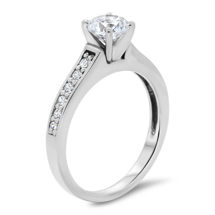 Moissanite and Diamond  Engagement Ring Moissanite Center - Sing - Moissanite Rings