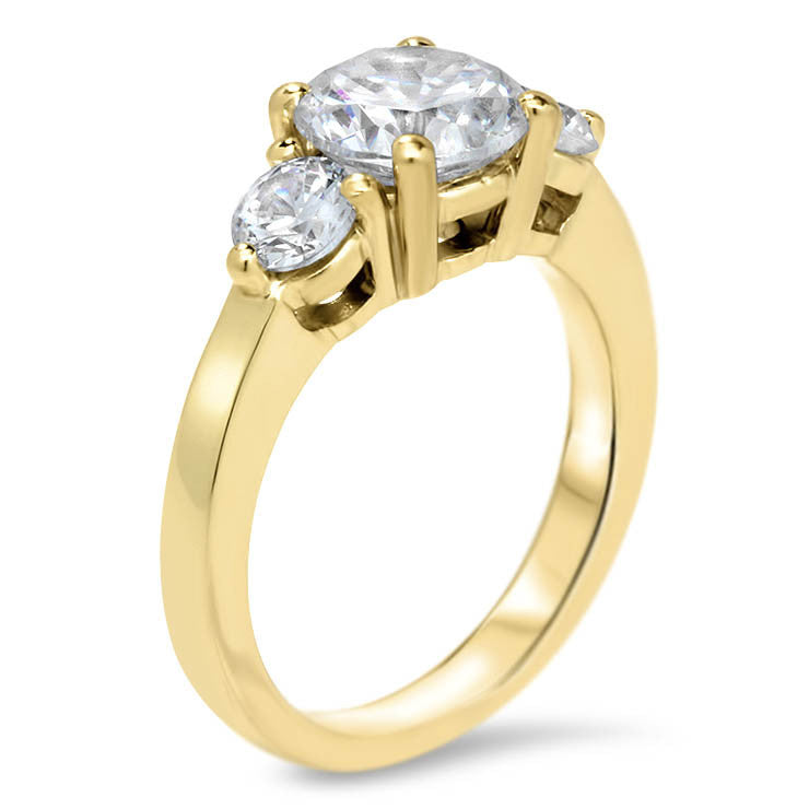 Three Stone Diamond and Moissanite  Engagement Ring - Mel - Moissanite Rings