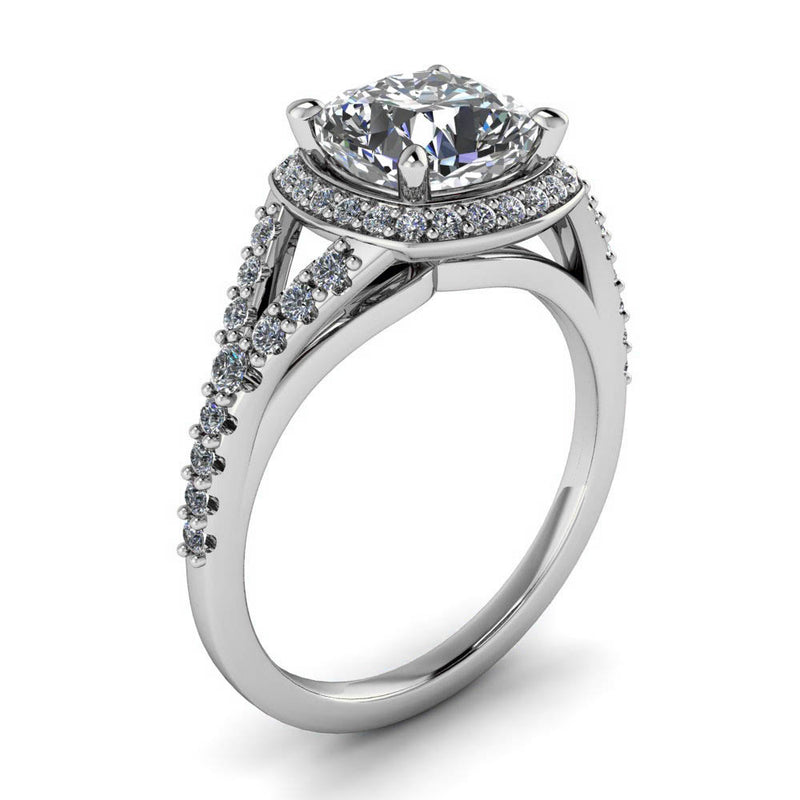 Cushion Cut Forever One Moissanite Diamond Setting Engagement Ring - Berlin - Moissanite Rings