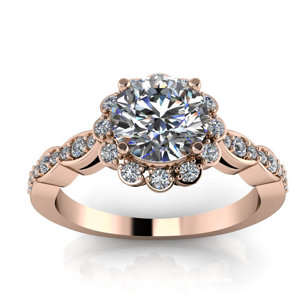 Dainty Floral Style Engagement ring - Fleur - Moissanite Rings
