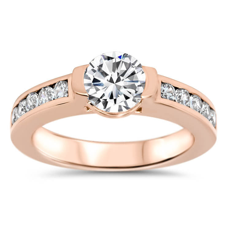 Moissanite Engagement Ring with Diamond Setting - Shari - Moissanite Rings