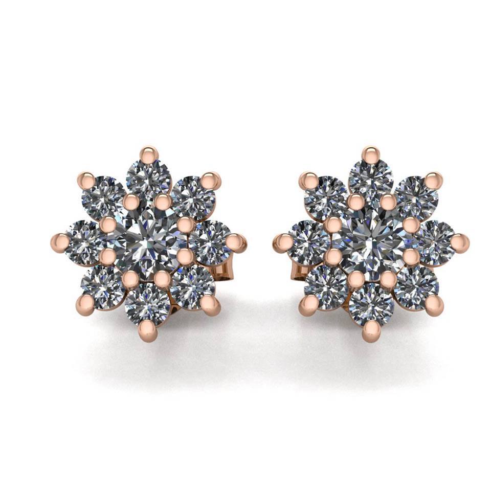 diamond Snowflake Stud Earring In 18K Rose Gold | Diamond gift, Bar stud  earrings, White gold jewelry