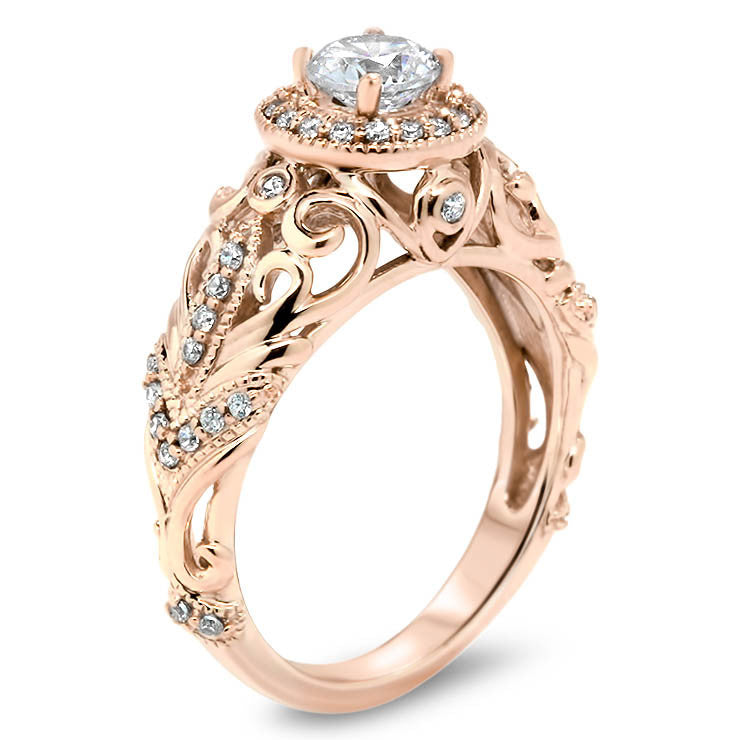 Vintage Inspired Forever One Center Moissanite Engagement Ring - Zoila - Moissanite Rings