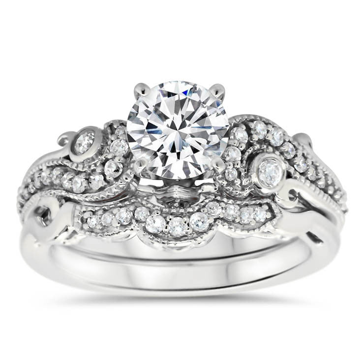 Diamond Matching Wedding Band For Set - Seeds of Love Set - Moissanite Rings