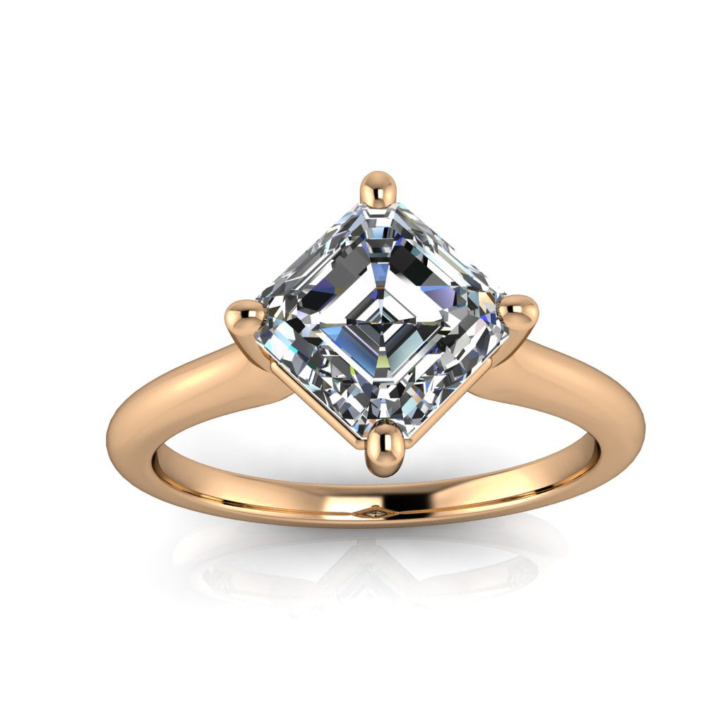Star 6 Carat Asscher Cut H Engagement Ring 14k White Gold | Nekta New York