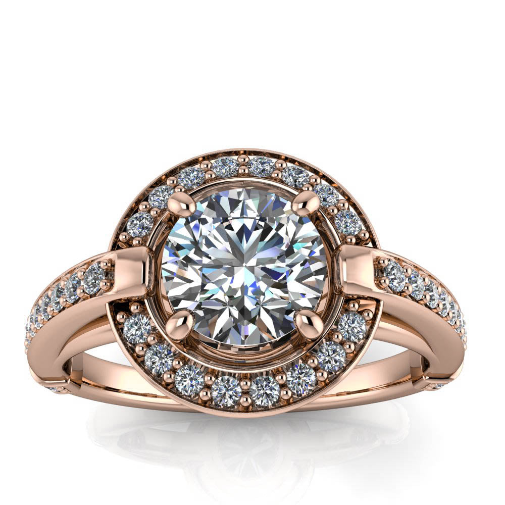 Modern Halo Engagement Ring - Ivanna - Moissanite Rings