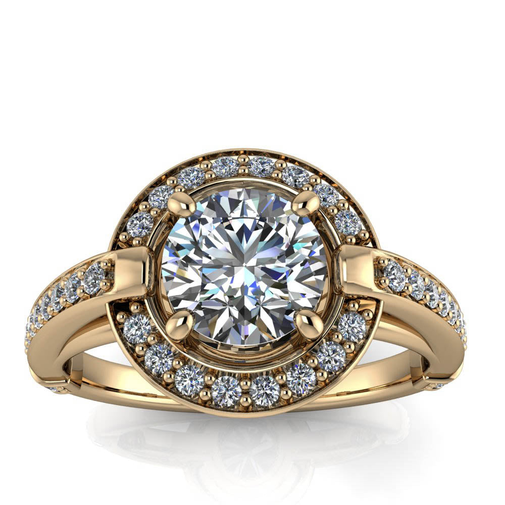 Modern Halo Engagement Ring - Ivanna - Moissanite Rings