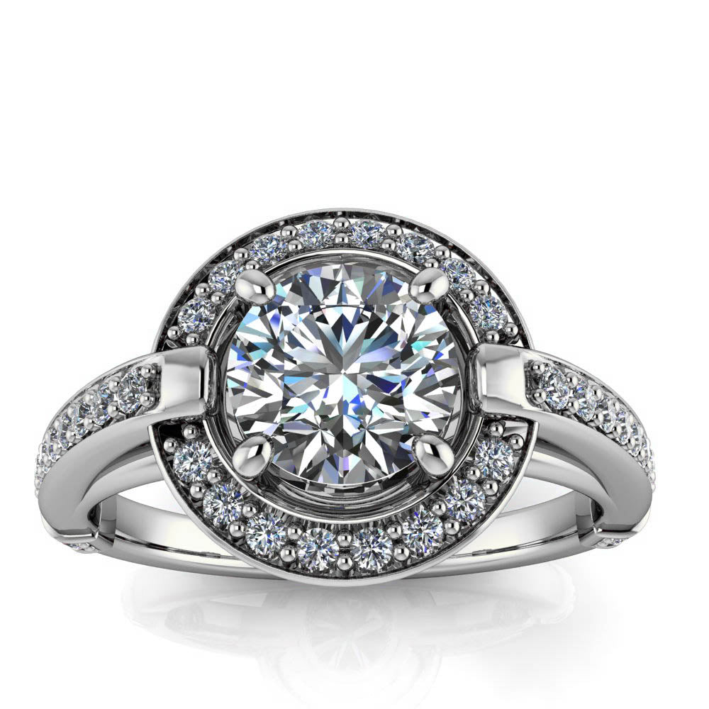 Modern Halo Engagement Ring - Ivanna - Moissanite Rings