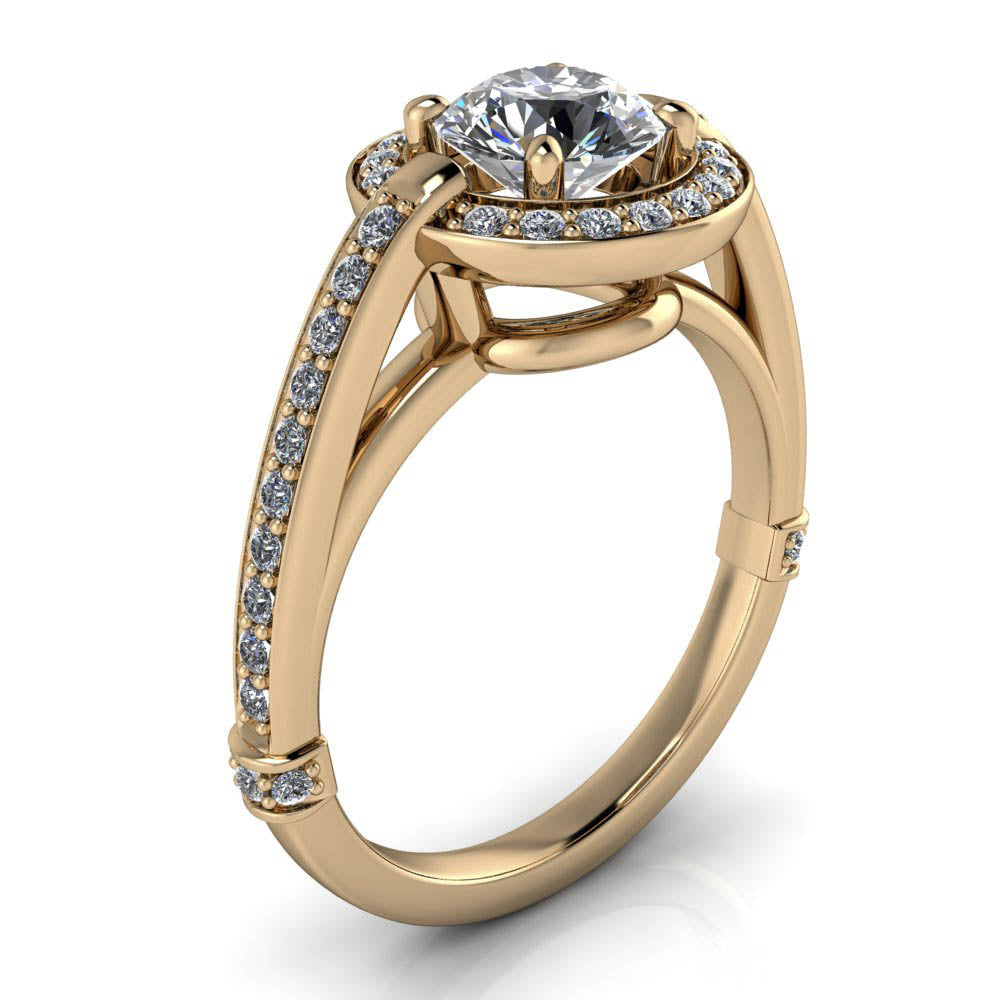 Modern Halo Engagement Ring - Ivanna - Moissanite Rings