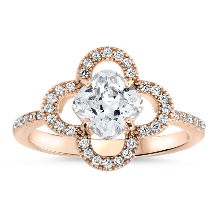 Blossom Floral Halo Moissanite Engagement Ring - Luann - Moissanite Rings