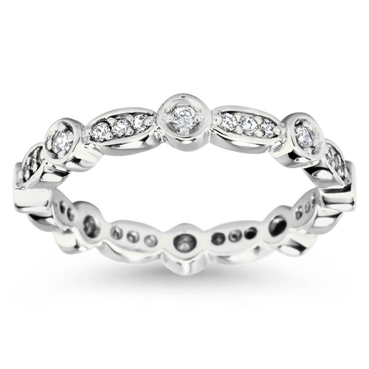 Link of Diamonds Eternity Wedding Band - Link - Moissanite Rings