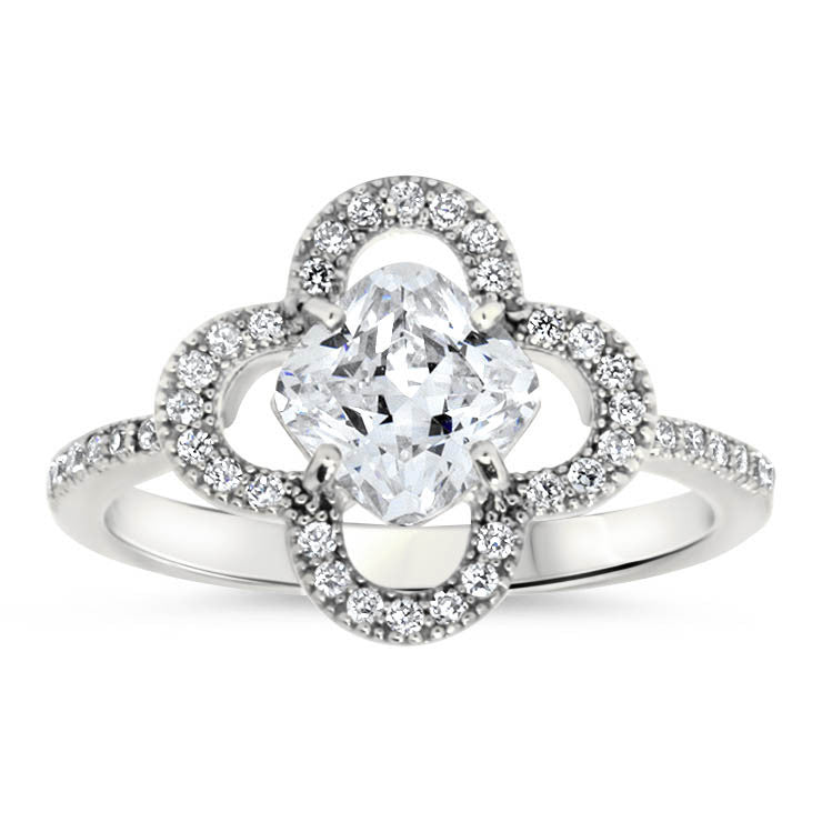 Blossom Floral Halo Moissanite Engagement Ring - Luann - Moissanite Rings