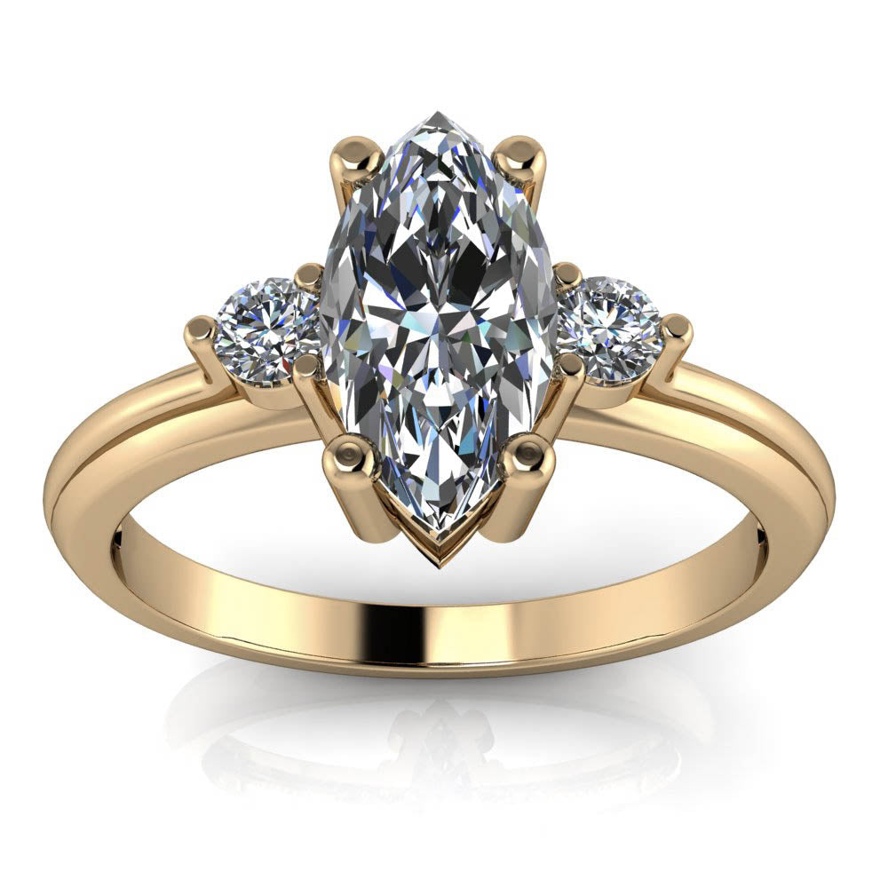 Three Stone Marquise Engagement Ring - Fisk - Moissanite Rings