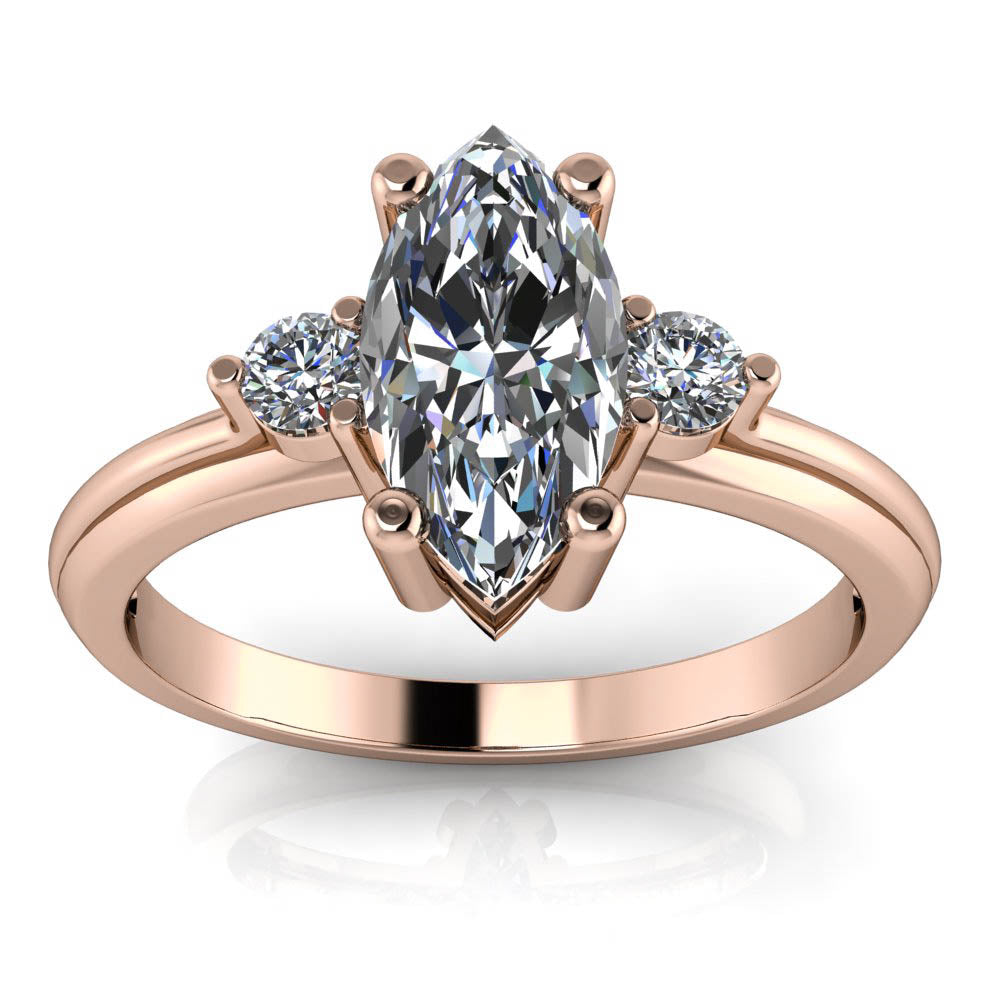 Three Stone Marquise Engagement Ring - Fisk - Moissanite Rings