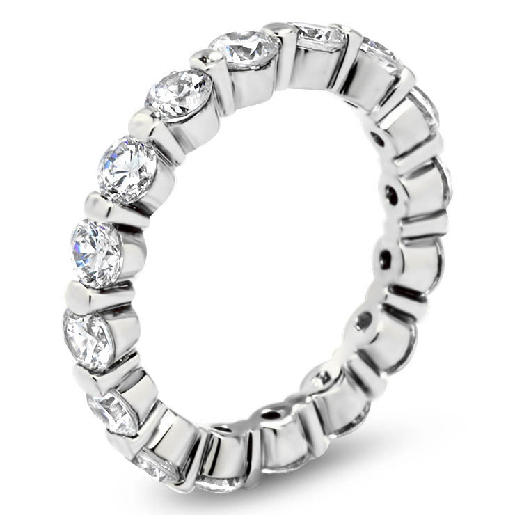 Single Prong Diamond Eternity Wedding Band - Dot II - Moissanite Rings