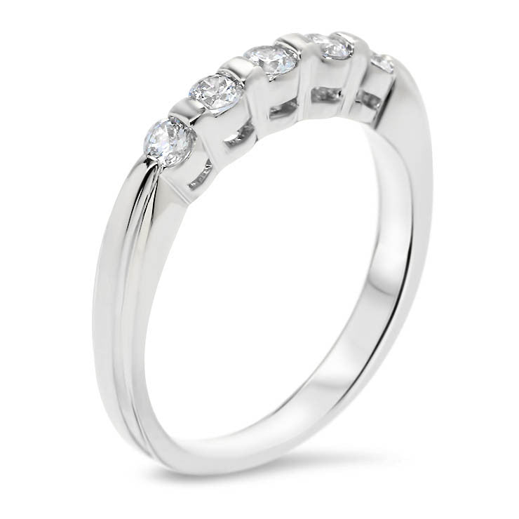 Bar Set Diamond Wedding Set Engagement Ring and Band - Evie Set - Moissanite Rings