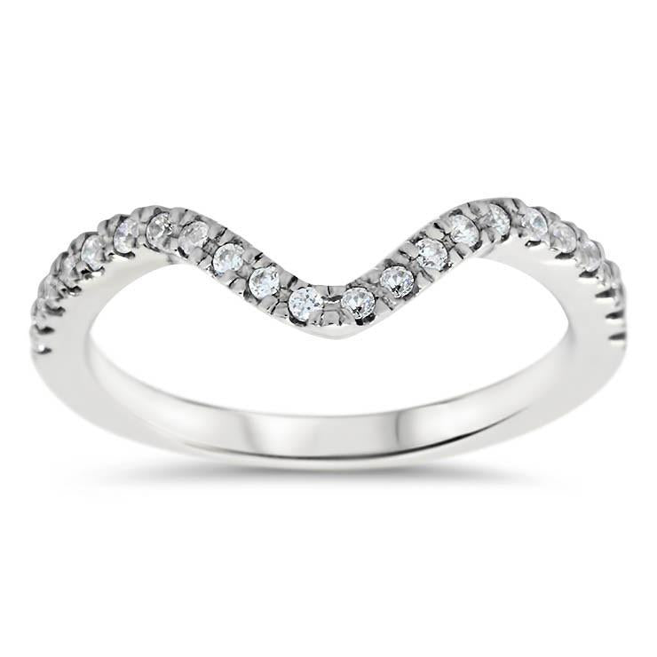 Custom Diamond Curved Wedding Band - Fits Vintage Snowflake Engagement Ring - Moissanite Rings