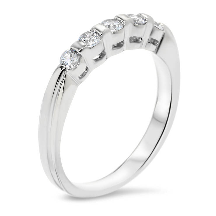 Bar Set Diamond Wedding Band - Evie Band - Moissanite Rings