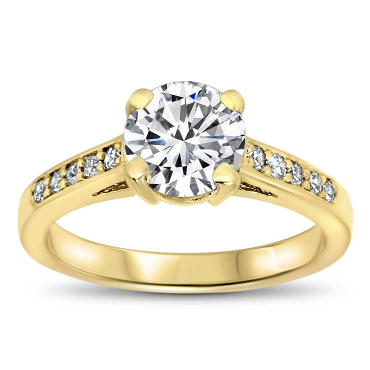 Forever One Moissanite Engagement Ring with Diamond Accents - Paige - Moissanite Rings