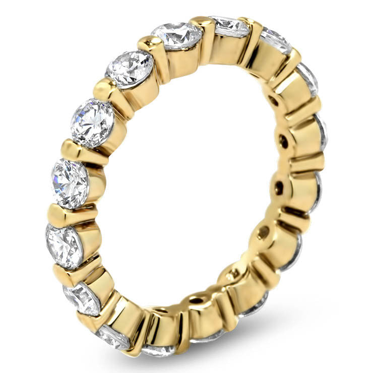 Single Prong Diamond Eternity Wedding Band - Dot II - Moissanite Rings