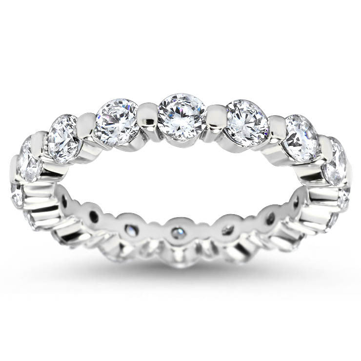 Single Prong Diamond Eternity Wedding Band - Dot II - Moissanite Rings