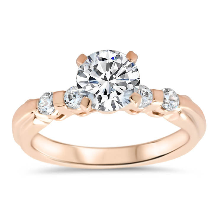 Bar Set Diamond Wedding Set Engagement Ring and Band - Evie Set - Moissanite Rings