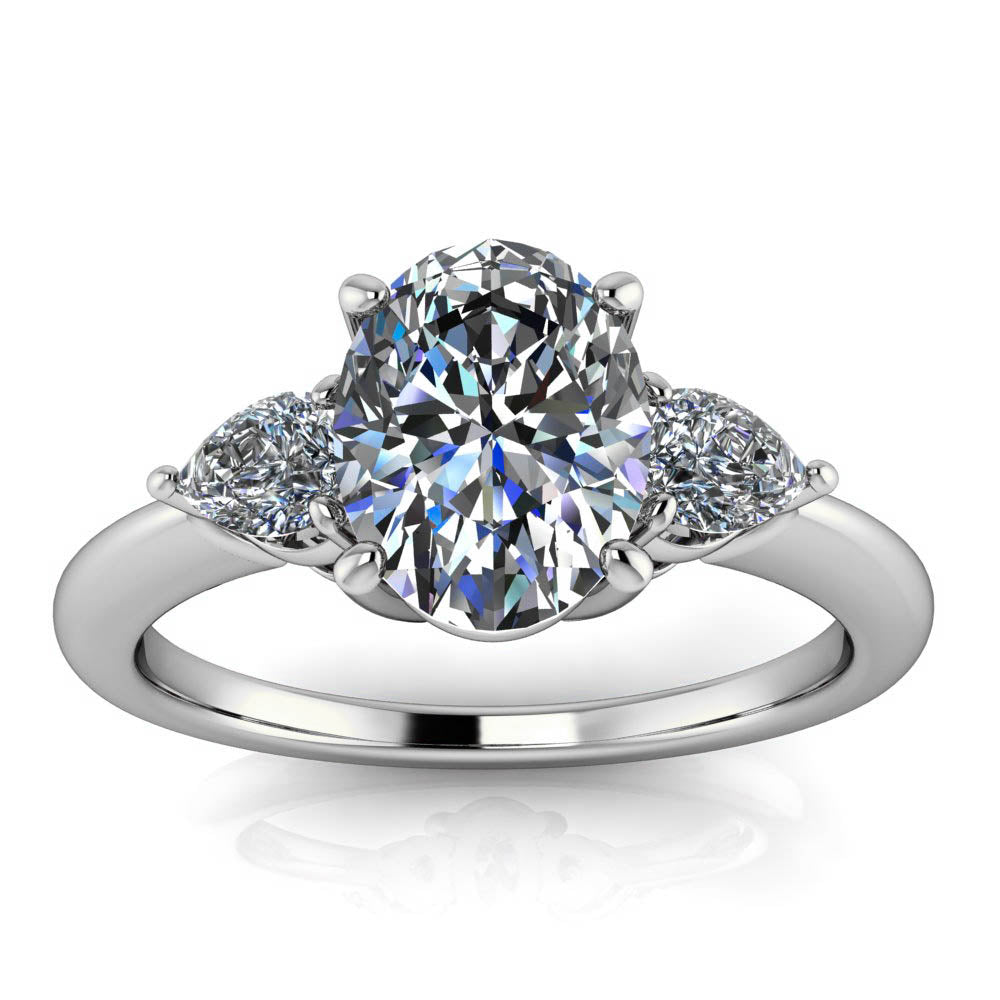 Oval and Pear Engagement Ring - Dexter - Moissanite Rings