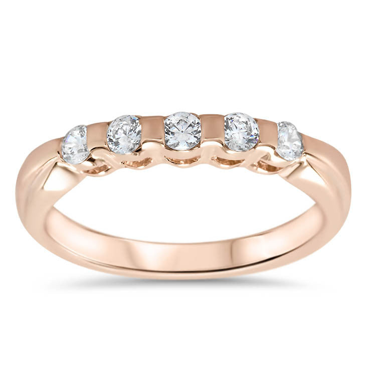 Bar Set Diamond Wedding Band - Evie Band - Moissanite Rings