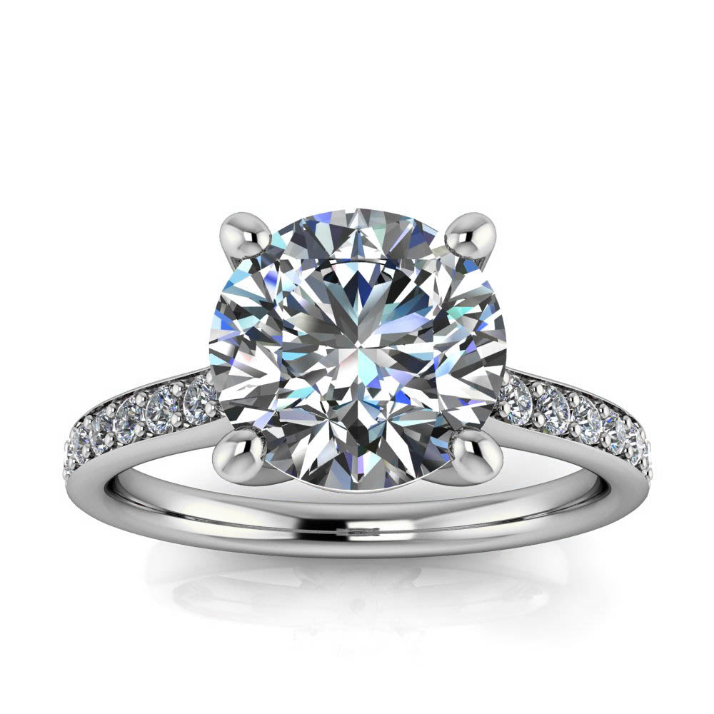 Large Moissanite Engagement Ring Thin Diamond Band- Alexa - Moissanite Rings