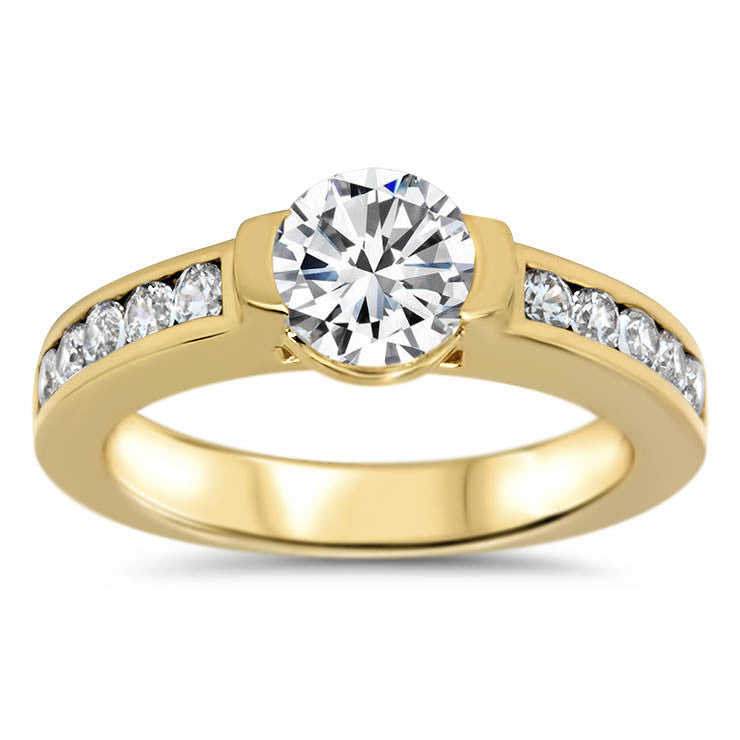 Moissanite Engagement Ring with Diamond Setting - Shari - Moissanite Rings