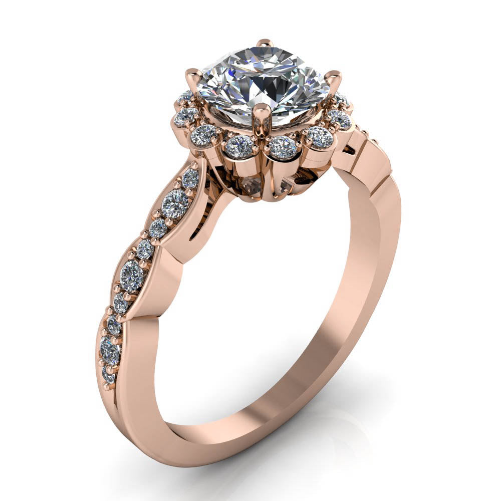 Dainty Floral Style Engagement ring - Fleur - Moissanite Rings
