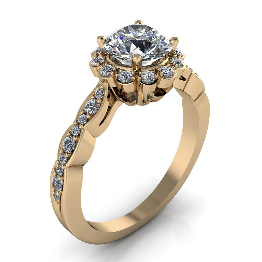 Dainty Floral Style Engagement ring - Fleur - Moissanite Rings