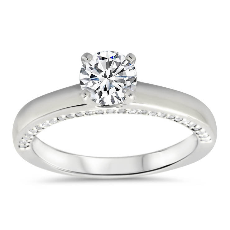 Diamond Accented Solitaire Style Wedding Set - Lucy  Set - Moissanite Rings