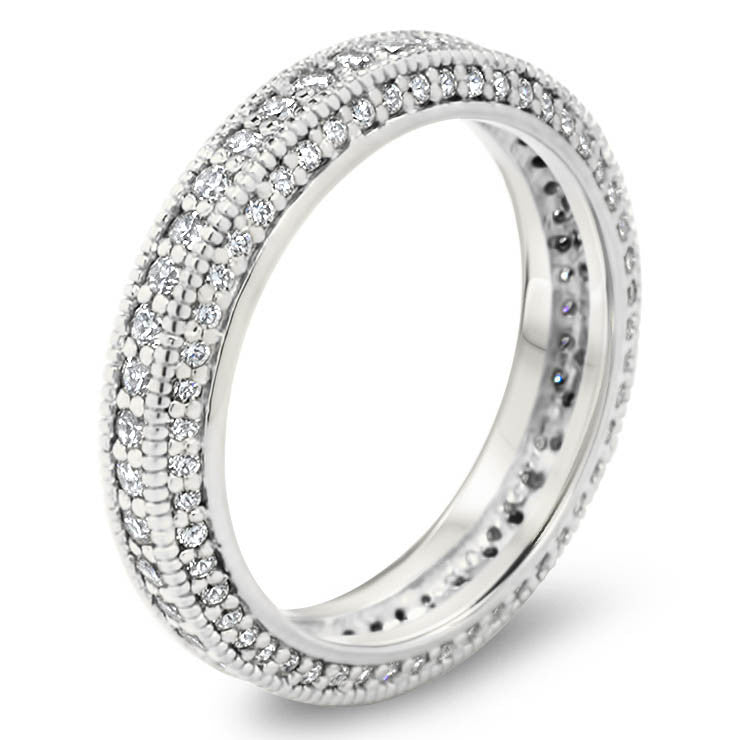 Three Sided Diamond Eternity Wedding Band - Spice - Moissanite Rings