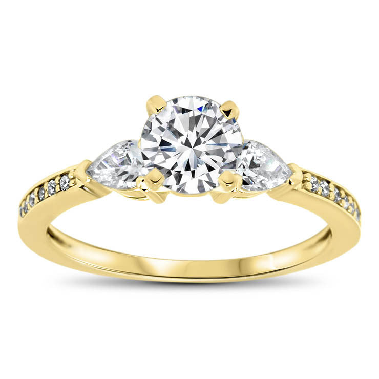 Dainty Diamond Engagement Ring Forever One Moissanite Center -Pia - Moissanite Rings