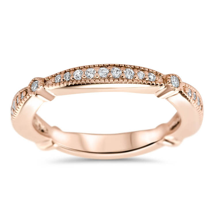 Diamond Vintage Inspired Wedding Band - Millie Band - Moissanite Rings