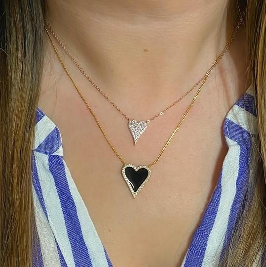 Black Enamel and Diamond Heart