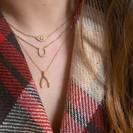 Gold Wishbone Necklace