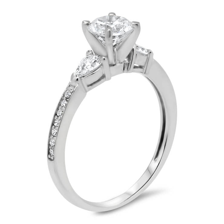 Dainty Diamond Engagement Ring Forever One Moissanite Center -Pia - Moissanite Rings