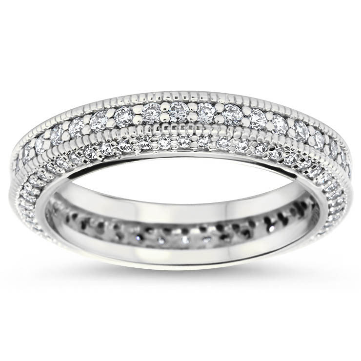 Three Sided Diamond Eternity Wedding Band - Spice - Moissanite Rings