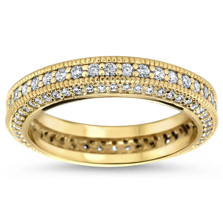 Three Sided Diamond Eternity Wedding Band - Spice - Moissanite Rings