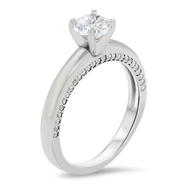 Diamond Accented Solitaire Style Moissanite Engagement Ring - Lucy - Moissanite Rings