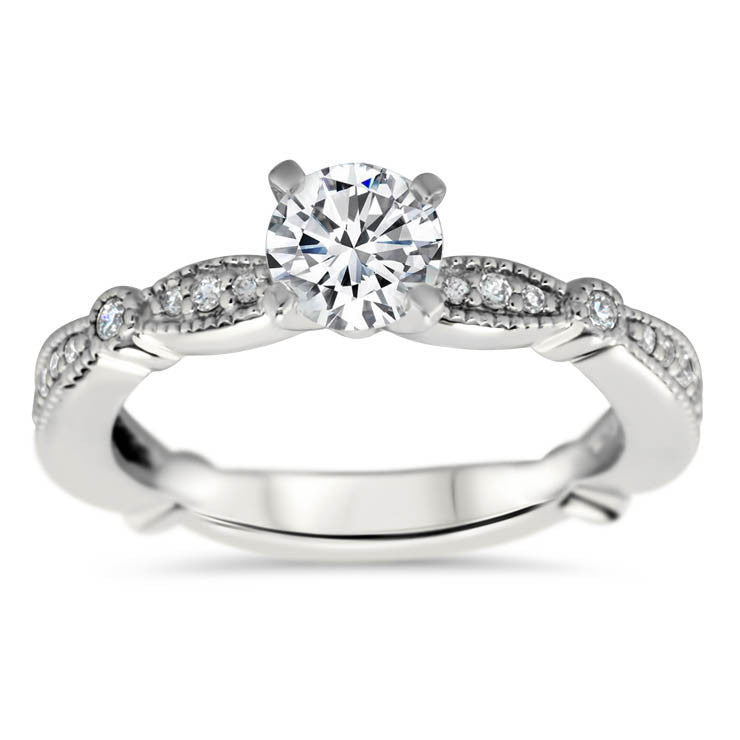 Vintage Inspired Diamond Engagement Ring Setting - Millie - Moissanite Rings