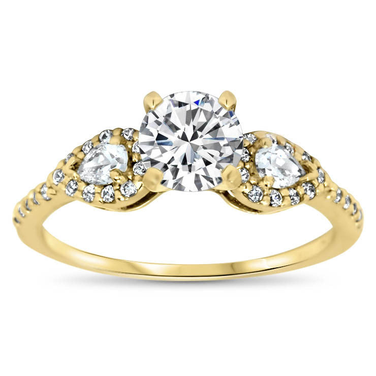 Dainty Pear Shaped Diamond Setting Moissanite Engagement Ring - Jess - Moissanite Rings