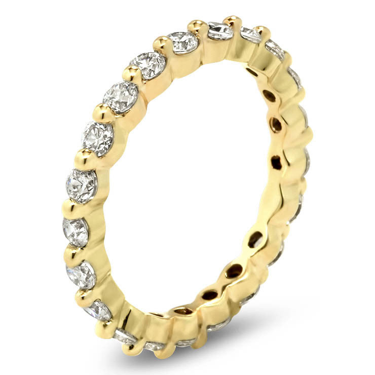 Single Prong Diamond Eternity Wedding Band - Dot - Moissanite Rings