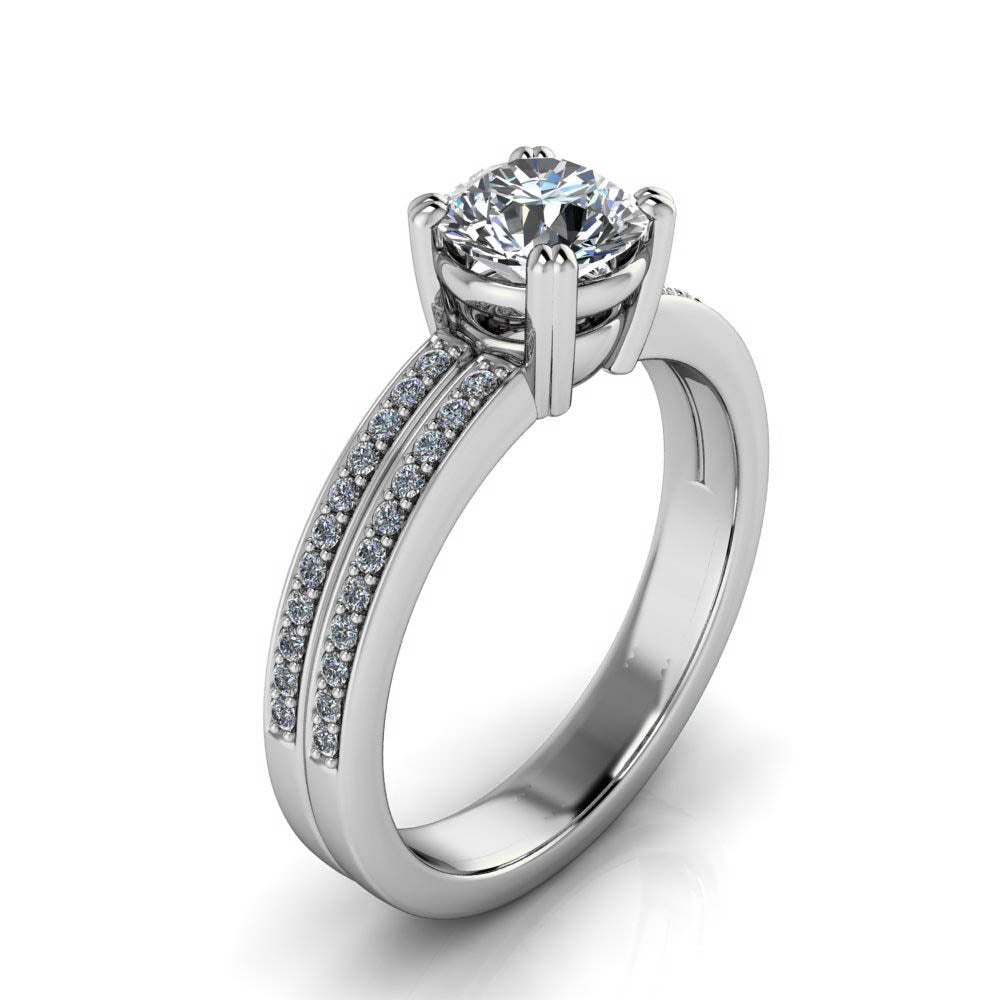 Double Row Engagement Ring - Audrey - Moissanite Rings