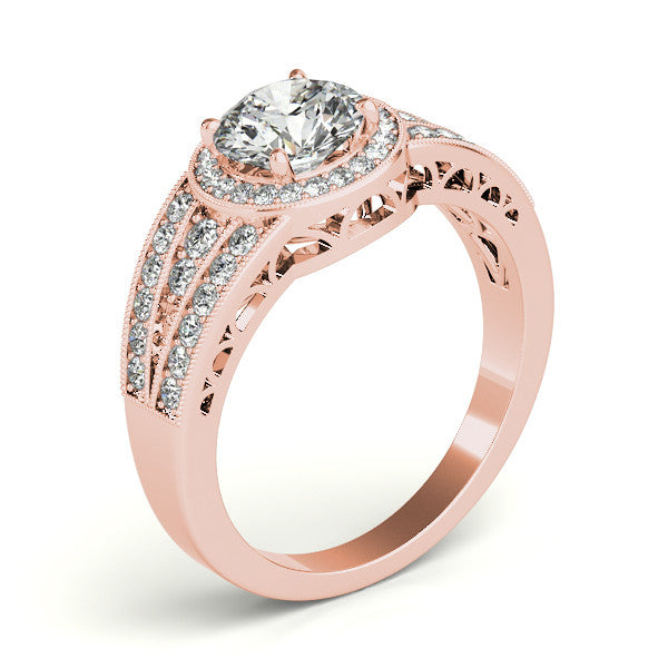 Diamond Halo Engagement Ring - Carrie - Moissanite Rings